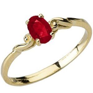 Genuine Ruby Swirled Solitaire Ring